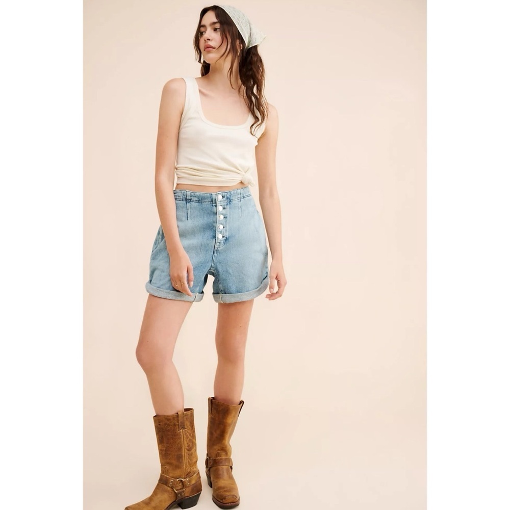 New Free People Osaka Jean Shorts Blue 26 - Picture 11 of 11